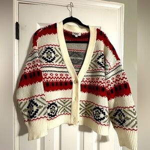 BB Dakota Steve Madden Red, White & Black Cardigan Size L